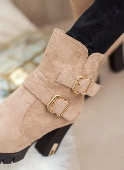 The Fashion Project Μποτάκια Suede με μεταλλικά στοιχεία - Πούρο -The Fashion Project κατάστημα mpotakia me metallo sto takouni 106479 rswj