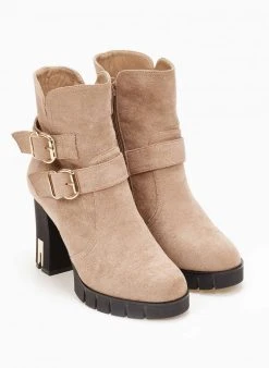 The Fashion Project Μποτάκια Suede με μεταλλικά στοιχεία - Πούρο -The Fashion Project κατάστημα mpotakia me metallo sto takouni 106479 wk6y