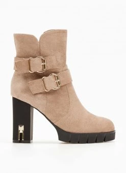 The Fashion Project Μποτάκια Suede με μεταλλικά στοιχεία - Πούρο -The Fashion Project κατάστημα mpotakia me metallo sto takouni 106479 xa64