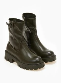 The Fashion Project Μποτάκια Biker με ψηλή τρακτερωτή σόλα - Λαδί -The Fashion Project κατάστημα mpotakia me psili trakterwti sola 105913 k2ec