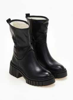 The Fashion Project Μποτάκια με Sheepskin επένδυση - Μαύρο -The Fashion Project κατάστημα mpotakia me sheepskin ependusi 105836 5hzf