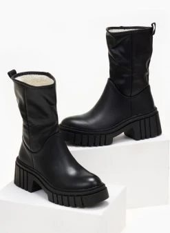 The Fashion Project Μποτάκια με Sheepskin επένδυση - Μαύρο -The Fashion Project κατάστημα mpotakia me sheepskin ependusi 105836 d5la