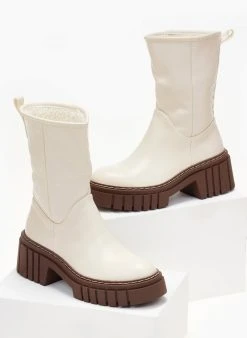 The Fashion Project Μποτάκια με Sheepskin επένδυση - Μπεζ -The Fashion Project κατάστημα mpotakia me sheepskin ependusi 105837 2n15