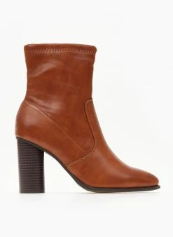 The Fashion Project Μποτάκια με στρογγυλό ψηλό τακούνι - Ταμπά -The Fashion Project κατάστημα mpotakia me stroggulo psilo takouni 105749 0ghi