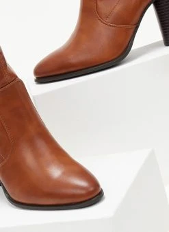 The Fashion Project Μποτάκια με στρογγυλό ψηλό τακούνι - Ταμπά -The Fashion Project κατάστημα mpotakia me stroggulo psilo takouni 105749 kkaw