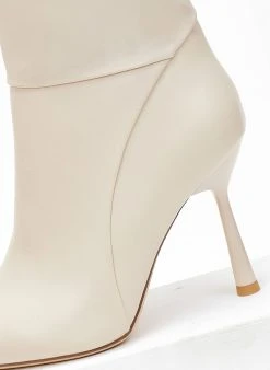 The Fashion Project Μποτάκια μυτερά με φερμουάρ - Μπεζ -The Fashion Project κατάστημα mpotakia mutera me fermouar 108480 29jg