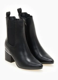 The Fashion Project Μποτάκια Chelsea με μεταλλική λεπτομέρεια - Μαύρο -The Fashion Project κατάστημα mpotakia mutera me metalliki leptomereia 106259 8frd