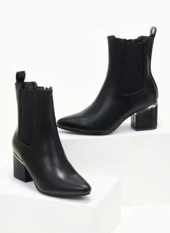 The Fashion Project Μποτάκια Chelsea με μεταλλική λεπτομέρεια - Μαύρο -The Fashion Project κατάστημα mpotakia mutera me metalliki leptomereia 106259 91kw