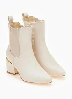 The Fashion Project Μποτάκια Chelsea με μεταλλική λεπτομέρεια - Μπέζ -The Fashion Project κατάστημα mpotakia mutera me metalliki leptomereia 106287 02gm