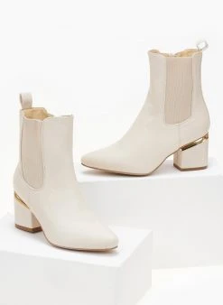 The Fashion Project Μποτάκια Chelsea με μεταλλική λεπτομέρεια - Μπέζ -The Fashion Project κατάστημα mpotakia mutera me metalliki leptomereia 106287 r6uk