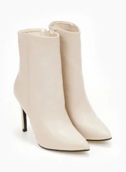 The Fashion Project Μποτάκια μυτερά με κάθετη ραφή - Μπεζ -The Fashion Project κατάστημα mpotakia mutera me psilo takouni 106920 de6o