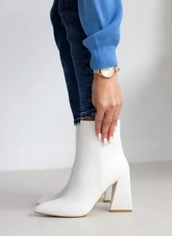 The Fashion Project Μποτάκια μυτερά με ραφή - Λευκό