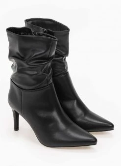 The Fashion Project Μποτάκια μυτερά με σούρες - Μαύρο -The Fashion Project κατάστημα mpotakia mutera me soures 98899 awv8