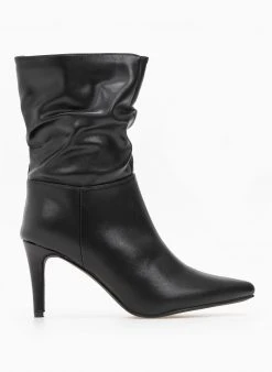 The Fashion Project Μποτάκια μυτερά με σούρες - Μαύρο