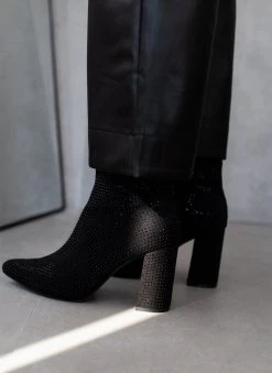 The Fashion Project Μποτάκια μυτερά με Strass - Μαύρο -The Fashion Project κατάστημα mpotakia mutera me strass 108849 2df5