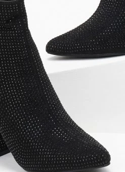 The Fashion Project Μποτάκια μυτερά με Strass - Μαύρο -The Fashion Project κατάστημα mpotakia mutera me strass 108849 hgue