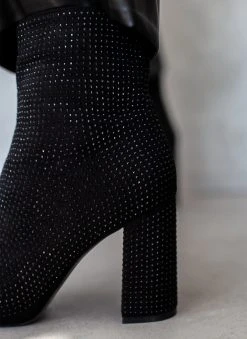 The Fashion Project Μποτάκια μυτερά με Strass - Μαύρο -The Fashion Project κατάστημα mpotakia mutera me strass 108849 uxvk