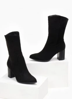 The Fashion Project Μποτάκια Suede με ξύλινο τακούνι - Μαύρο 11 The Fashion Project Μποτάκια Suede με ξύλινο τακούνι - Μαύρο -The Fashion Project κατάστημα mpotakia mutera suede me ksulino takouni 107074 pdwy