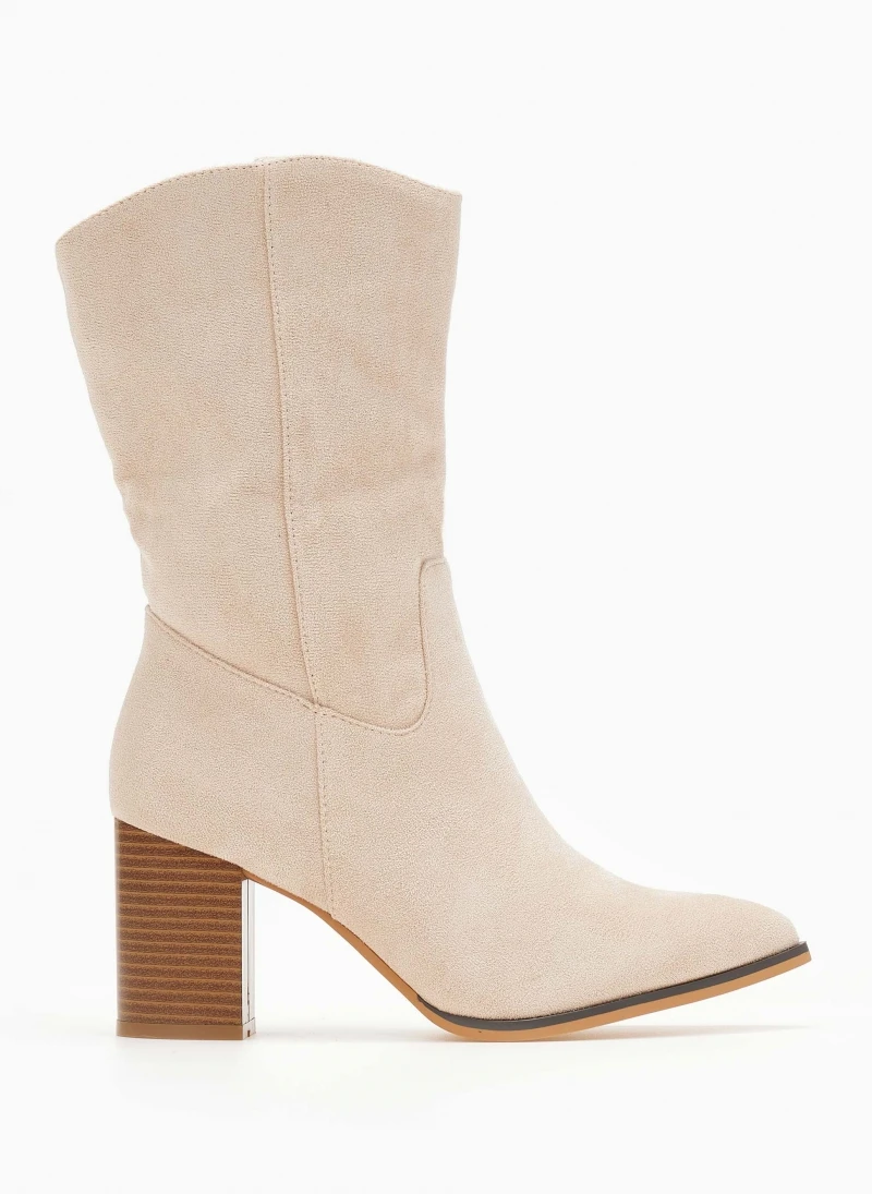The Fashion Project Μποτάκια Suede με ξύλινο τακούνι - Μπεζ 2 The Fashion Project Μποτάκια Suede με ξύλινο τακούνι - Μπεζ - Image 2