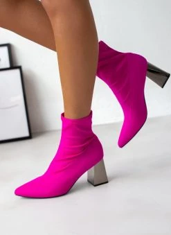 The Fashion Project Μποτάκια κάλτσα σατέν - Magenta -The Fashion Project κατάστημα mpotakia saten me idiaitero takouni 107072 8dyb