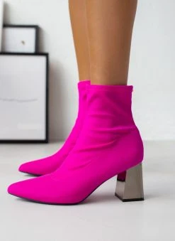 The Fashion Project Μποτάκια κάλτσα σατέν - Magenta