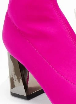 The Fashion Project Μποτάκια κάλτσα σατέν - Magenta -The Fashion Project κατάστημα mpotakia saten me idiaitero takouni 107072 vm3g