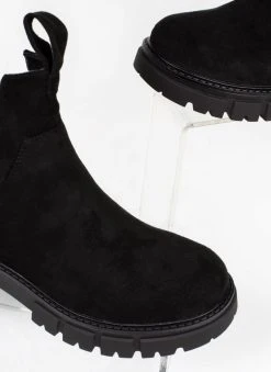 The Fashion Project Μποτάκια Suede με ανοίγματα - Μαύρο -The Fashion Project κατάστημα mpotakia suede me anoigmata 109640 0okt