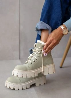 The Fashion Project Αρβυλάκια Suede με Chunky σόλα - Λαδί -The Fashion Project κατάστημα mpotakia suede me chunky sola 106908 k5av