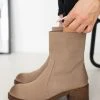 The Fashion Project Μποτάκια Suede με εξωτερικές ραφές - Τάουπε