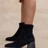 The Fashion Project Μποτάκια Suede με ελαστική γάμπα - Μαύρο