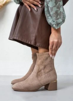 The Fashion Project Μποτάκια Suede με ελαστική γάμπα - Πούρο