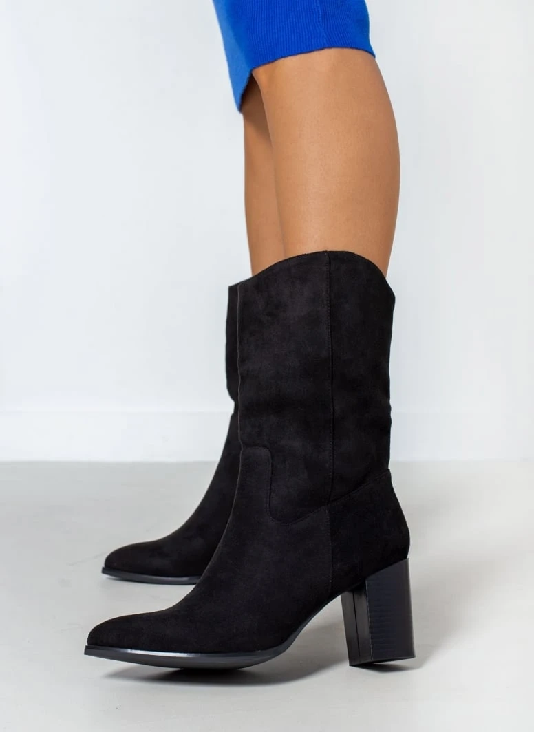 The Fashion Project Μποτάκια Suede με ξύλινο τακούνι - Μαύρο 1 The Fashion Project Μποτάκια Suede με ξύλινο τακούνι - Μαύρο