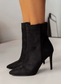 The Fashion Project Μποτάκια Suede με λεπτό τακούνι - Μαύρο