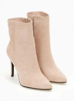 The Fashion Project Μποτάκια Suede με λεπτό τακούνι - Μπεζ -The Fashion Project κατάστημα mpotakia suede me lepto takouni 106917 5y5k