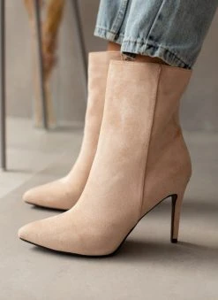 The Fashion Project Μποτάκια Suede με λεπτό τακούνι - Μπεζ