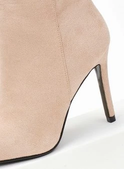 The Fashion Project Μποτάκια Suede με λεπτό τακούνι - Μπεζ -The Fashion Project κατάστημα mpotakia suede me lepto takouni 106917 kpvz