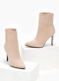 The Fashion Project Μποτάκια Suede με λεπτό τακούνι - Μπεζ -The Fashion Project κατάστημα mpotakia suede me lepto takouni 106917 rdkc