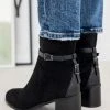 The Fashion Project Μποτάκια Suede με λεπτό ζωνάκι - Μαύρο