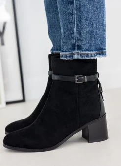 The Fashion Project Μποτάκια Suede με λεπτό ζωνάκι - Μαύρο -The Fashion Project κατάστημα mpotakia suede me lepto zwnaki 107061 38g1