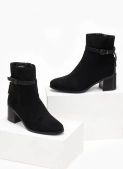 The Fashion Project Μποτάκια Suede με λεπτό ζωνάκι - Μαύρο -The Fashion Project κατάστημα mpotakia suede me lepto zwnaki 107061 eu7y