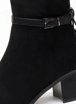 The Fashion Project Μποτάκια Suede με λεπτό ζωνάκι - Μαύρο -The Fashion Project κατάστημα mpotakia suede me lepto zwnaki 107061 vf5z