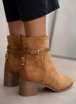 The Fashion Project Μποτάκια Suede με λεπτό ζωνάκι - Κάμελ -The Fashion Project κατάστημα mpotakia suede me lepto zwnaki 107063 cz13