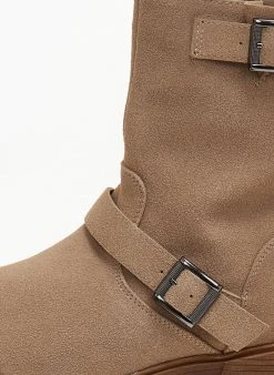 The Fashion Project Μποτάκια Biker με μεταλλικές αγκράφες - Πούρο -The Fashion Project κατάστημα mpotakia suede me metallikes agkrafes 105962 yra1