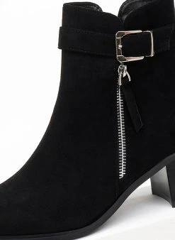 The Fashion Project Μποτάκια Suede με μεταλλικό φερμουάρ - Μαύρο -The Fashion Project κατάστημα mpotakia suede me metalliko fermouar 107057 fn5k