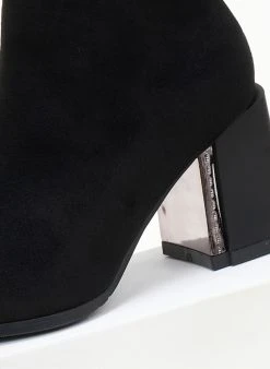 Xti Footwear Μποτάκια αστραγάλου Suede με μεταλλικό στοιχείο Xti 140412 - Μαύρο -The Fashion Project κατάστημα mpotakia suede me metalliko stoixeio sto takouni x 106382 bb7k