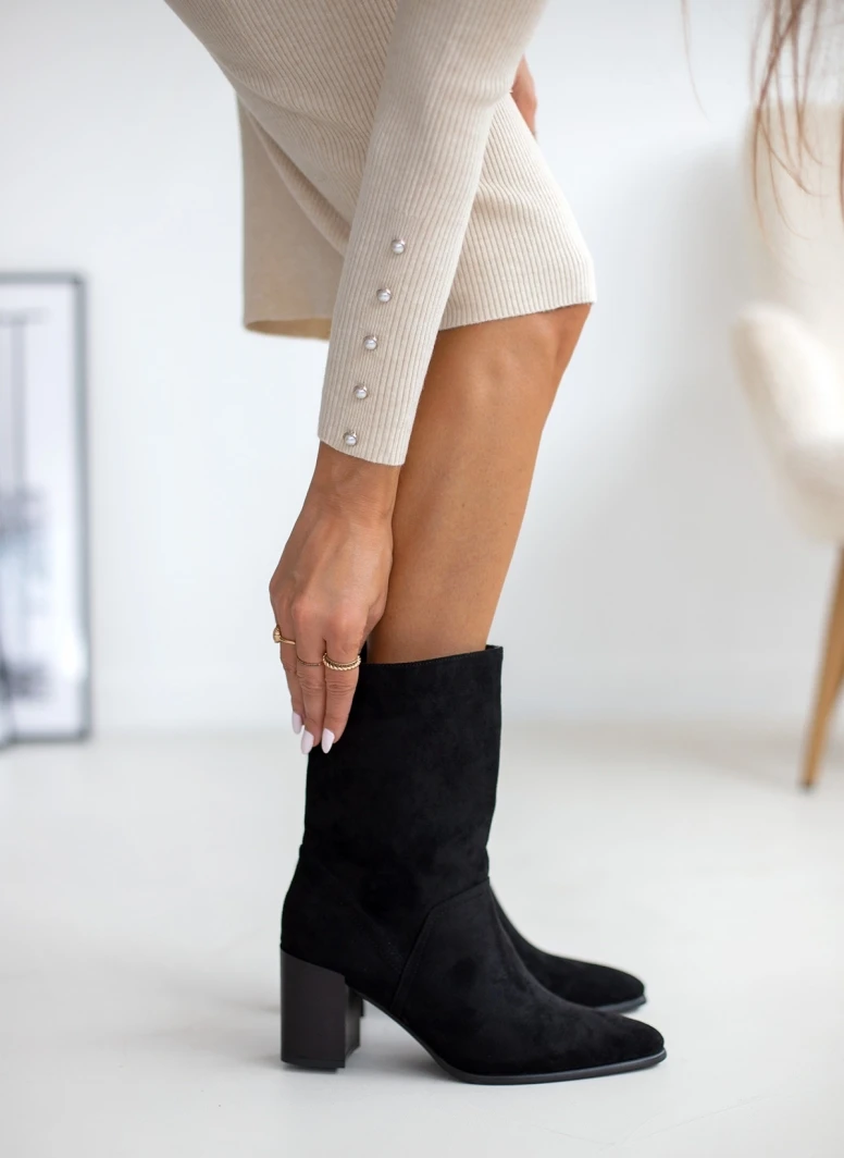 The Fashion Project Μποτάκια Suede με τακούνι - Μαύρο 4 The Fashion Project Μποτάκια Suede με τακούνι - Μαύρο - Image 4