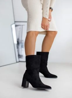 The Fashion Project Μποτάκια Suede με τακούνι - Μαύρο