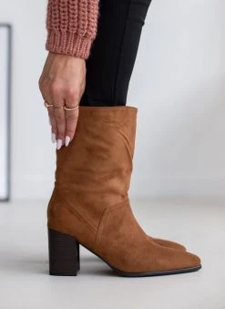 The Fashion Project Μποτάκια Suede με τακούνι - Ταμπά