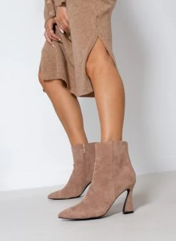 The Fashion Project Μποτάκια Suede με τακούνι καμπάνα - Πούρο