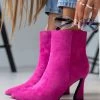 The Fashion Project Μποτάκια Suede με τακούνι καμπάνα - Φούξια